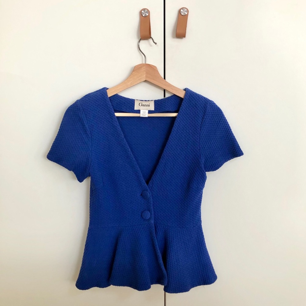 Ganni for Anthropologie Ruffled Button Top